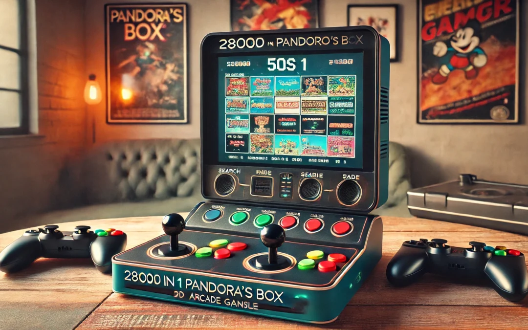 Portable 28000 in 1 Pandoras Box 50S 3D Arcade Game Console, 14-inch Screen Retro Video Game Machine with Search/Hide/Save/Load/Pause Function