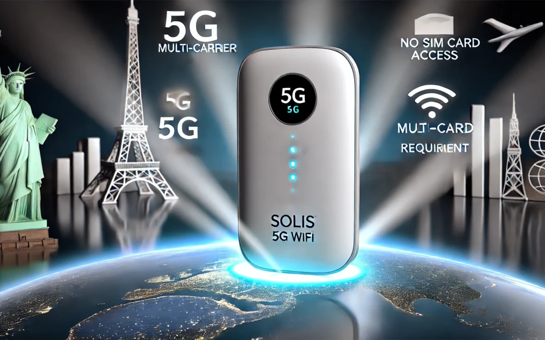 SIMO Solis 5G WiFi Mobile Hotspot for Travel, Local and International Coverage Router, Multi-Carrier Access, No Contract or SIM Card Required, 16 Connected Devices, 1GB/Month Lifetime Data