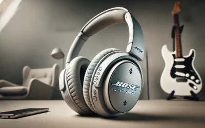 Bose QuietComfort Bluetooth Headphones, Wireless Headphones, Over Ear Noise Cancelling Headphones with Mic, Up To 24 Hours of Battery Life, White Smoke