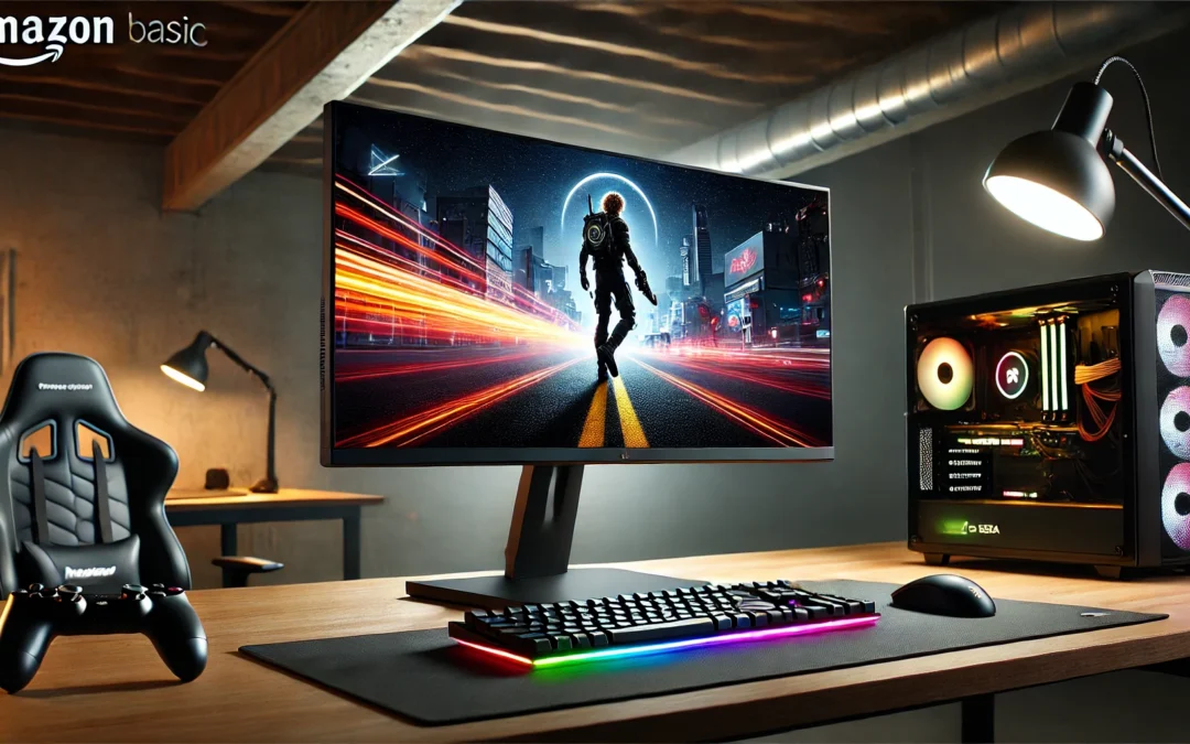 Amazon Basics 24 Inch Gaming Monitor, FHD 1080P, 165Hz, VESA Compatible, Adaptive sync, 1ms Response, Black