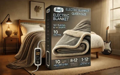 SEALY Electric Blanket Queen Size, Flannel & Sherpa Heated Blanket with 10 Heating Levels & 1-12 Hours Auto Shut Off, Fast Heating Blanket, Machine Washable, Grey, 84 x 90 Inch
