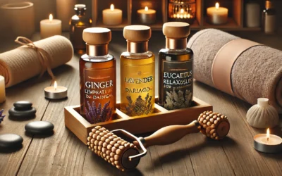3 Pack Massage Oil for Massage Therapy,Ginger Lymphatic Drainage| Lavender| Relaxation Eucalyptus Sore Muscle Massage Oils for Date Night,Spa Treatment Gift for Woman & Man with Massage Roller