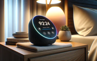 All-new Amazon Echo Spot (2024 release), Smart alarm clock with vibrant sound + Alexa, Black