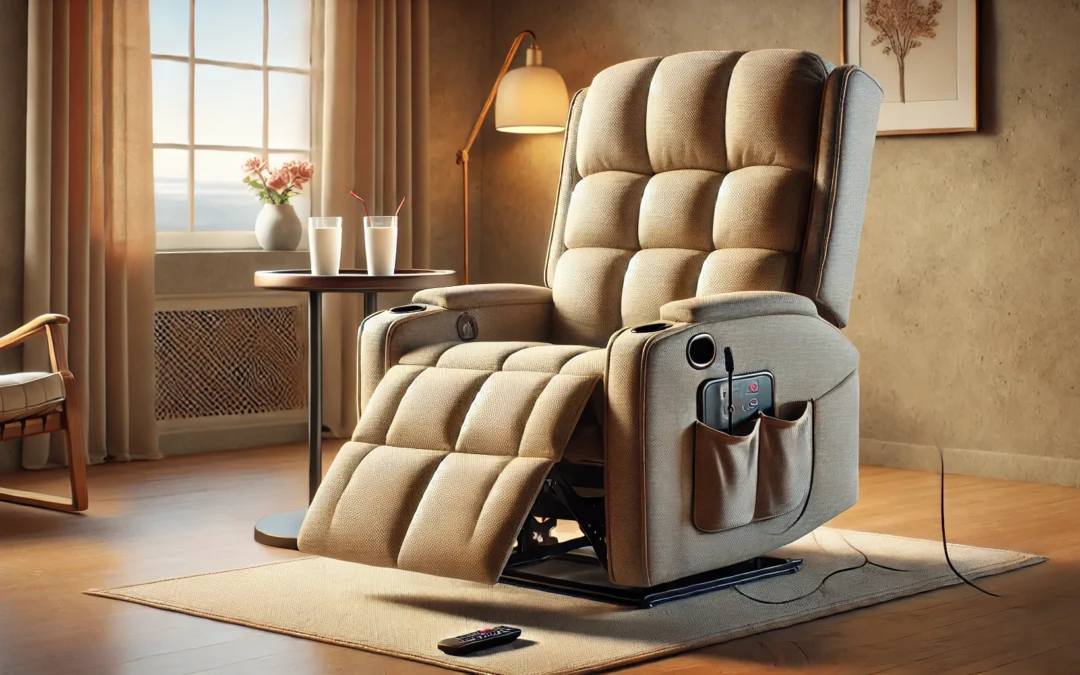 Recliner Chair, Power Lift Chair for Elderly with Massage and Heating, Ergonomic Lounge Chair with 2 Cup Holders Side Pockets, Single Sofa with Remote Control USB Port for Living Room