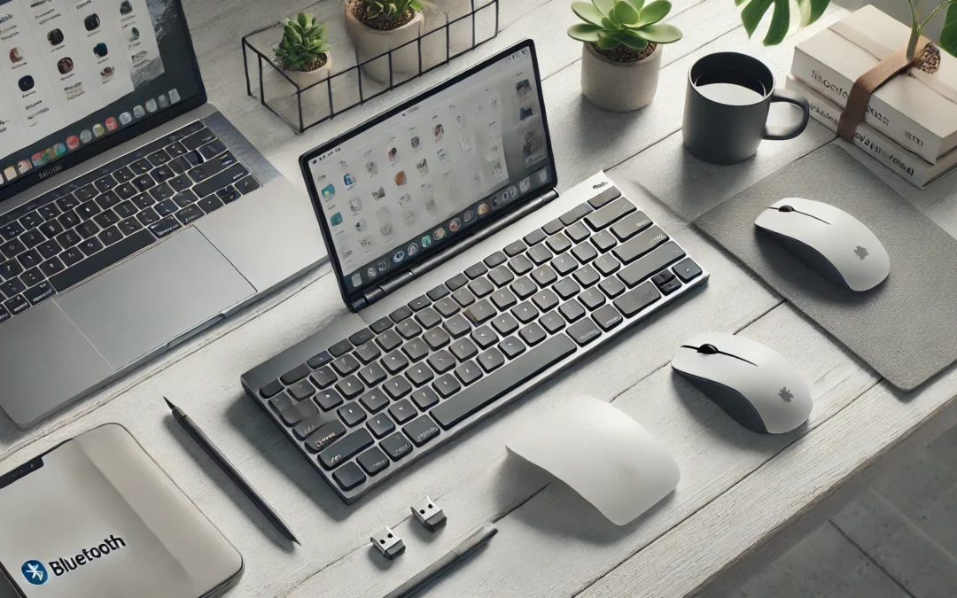 Foldable Keyboard and Mouse, Samsers Folding Bluetooth Keyboard Mouse Combo, 2.4G + BT5.0 x 2, Full-Size Portable Travel Keyboard & USB-C Rechargeable Wireless Mouse for iOS Android Windows Mac OS