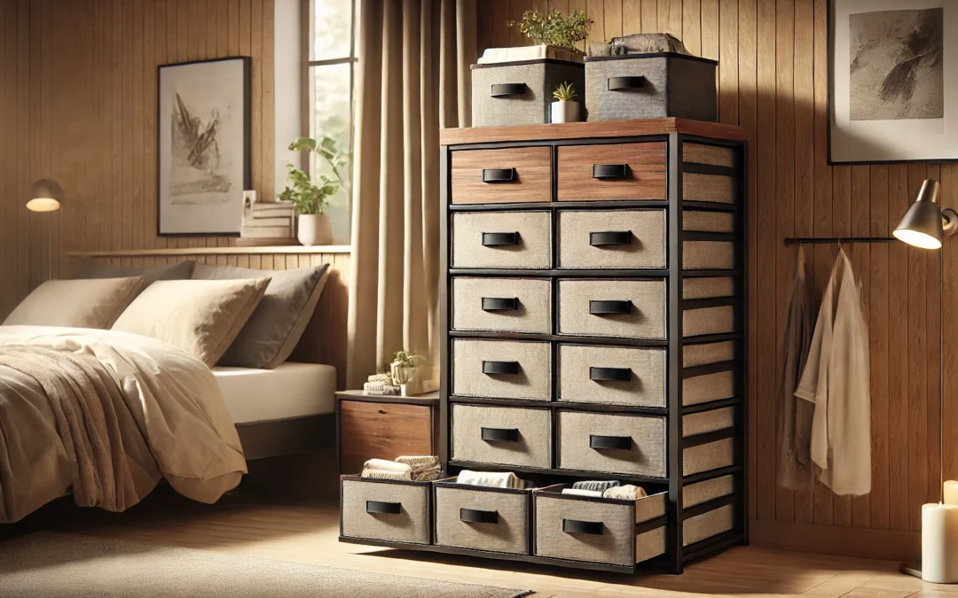 WLIVE 9-Drawer Dresser, Fabric Storage Tower for Bedroom, Hallway, Entryway, Closet, Tall Chest Organizer Unit with Fabric Bins, Steel Frame, Wood Top, Easy Pull Handle, Rustic Brown Wood Grain Print