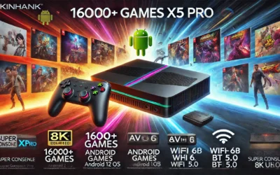 Kinhank Super Console X5 PRO Video Game Consoles with 16000+ Games,Android 12 OS, 8GB+64GB Emulator Console Support AV1, WiFi 6 BT 5.0, RK3588S Chipset, Wireless Controller,8K UHD Output