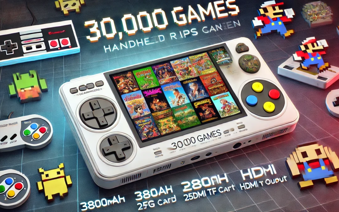 30000 Games in 1Handheld Game Console,3.5-Inch IPS Screen Retro Gaming Console,30000 Classic Games, 3800mAh,20＋Mainstream Emulator, Built-in 256G TF Card, Support HDMI and TV Output White