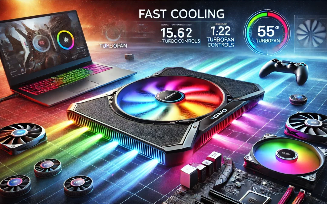 llano RGB Laptop Cooling Pad, Gaming Laptop Cooler with Powerful Turbofan, Fast Cooling Laptop 15.6-21in, Adjustable Speed, Touch Control, LCD Screen