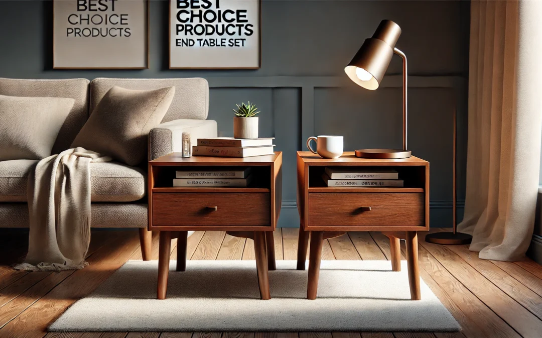 Best Choice Products Mid-Century Modern End Table Set of 2, Side Accent Furniture for Living Room, Den, Sitting Room, Space Saving w/Cubby Storage, Lower Shelf, Pine Wood Legs – Brown