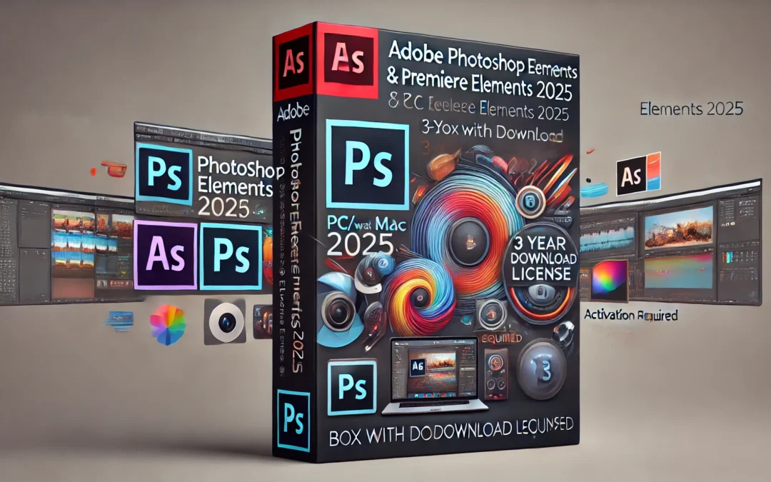Adobe Photoshop Elements 2025 & Premiere Elements 2025 | PC/Mac Code | Box with Download Code | Photo & Video Editing | 3-year term license | Activation Required