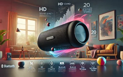 Bluetooth Speaker with HD Sound, Portable Wireless, IPX5 Waterproof, Up to 20H Playtime, TWS Pairing, BT5.3, for Home/Party/Outdoor/Beach, Electronic Gadgets, Birthday Gift (Black)