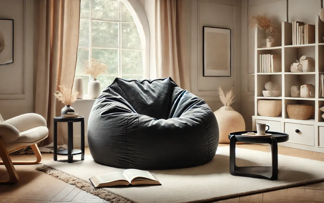 Big Huge Giant Bean Bag Chair for Adults, (No Filler) Bean Bag Chairs in Multiple Sizes and Colors Giant Foam-Filled Furniture – Machine Washable Covers, Double Stitched Seams (Black,6FT)