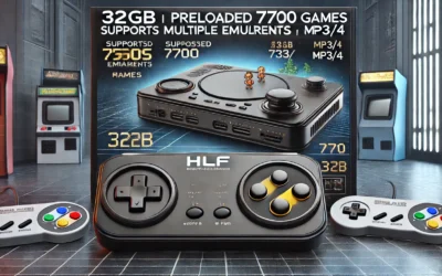 HLF Multi-Function Retro Game Console 5.1 inch 32GB Preloaded 7700 Games Portable Handheld Portable Support Arcade/CPS Multiple Emulator Game can be archived MP3/4 Men’s/Children’s Gift(Black)