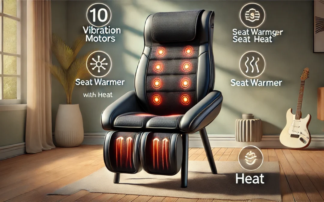 COMFIER Massage Seat Cushion with Heat,10 Vibration Motors Seat Warmer, Back Massager for Chair, Massage Chair Pad for Back,Valentines Day Gifts for Women,Men,Black