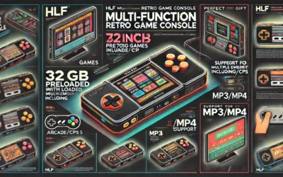 HLF Multi-Function Retro Game Console 5.1 inch 32GB Preloaded 7700 Games Portable Handheld Portable Support Arcade/CPS Multiple Emulator Game can be archived MP3/4 Men’s/Children’s Gift(Black)