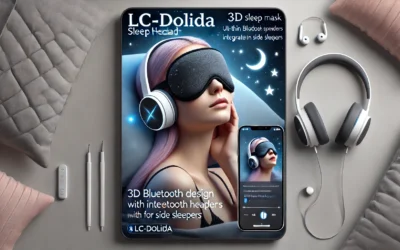 LC-dolida Sleep Headphones, 3D Sleep Mask Bluetooth Wireless Music Eye Mask, Sleeping Headphones for Side Sleepers Sleep Mask with Bluetooth Headphones Ultra-Thin Stereo Speakers Perfect for Sleeping
