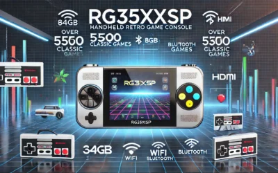 RG35XXSP Handheld Retro Game Console 3.5″ IPS Screen 64GB TF Card with 5500+ Games, 3300mAH Battery Support WiFi Bluetooth HDMI(Silvery)