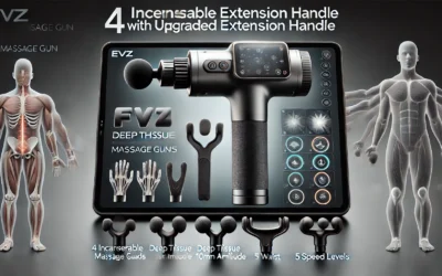 FVZ Massage Gun with Upgraded Extension Handle, 10MM Massage Gun Deep Tissue, Back Massager, Muscles/Neck/Shoulders/Waist/Legs Massager Portable for Pain Relief, 4 Massage Heads & 5 Speed Levels