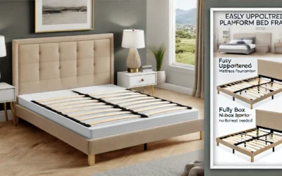 Allewie Queen Size Platform Bed Frame with Fabric Upholstered Headboard and Wooden Slats Support, Fully Upholstered Mattress Foundation/No Box Spring Needed/Easy Assembly, Beige