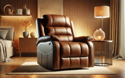 Manual Recliner Chair, Faux Leather Single Reclining Sofa Chair with Overstuffed Armrest and Headrest, for Living Room, Bedroom Furniture, Meeting Room, Brown