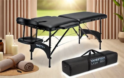 Yaheetech Massage Table Portable Lash Bed Spa Bed Massage Bed Foldable Spa Tables Adjustable 2 Fold with Non-Woven Bag 24 inch, Black