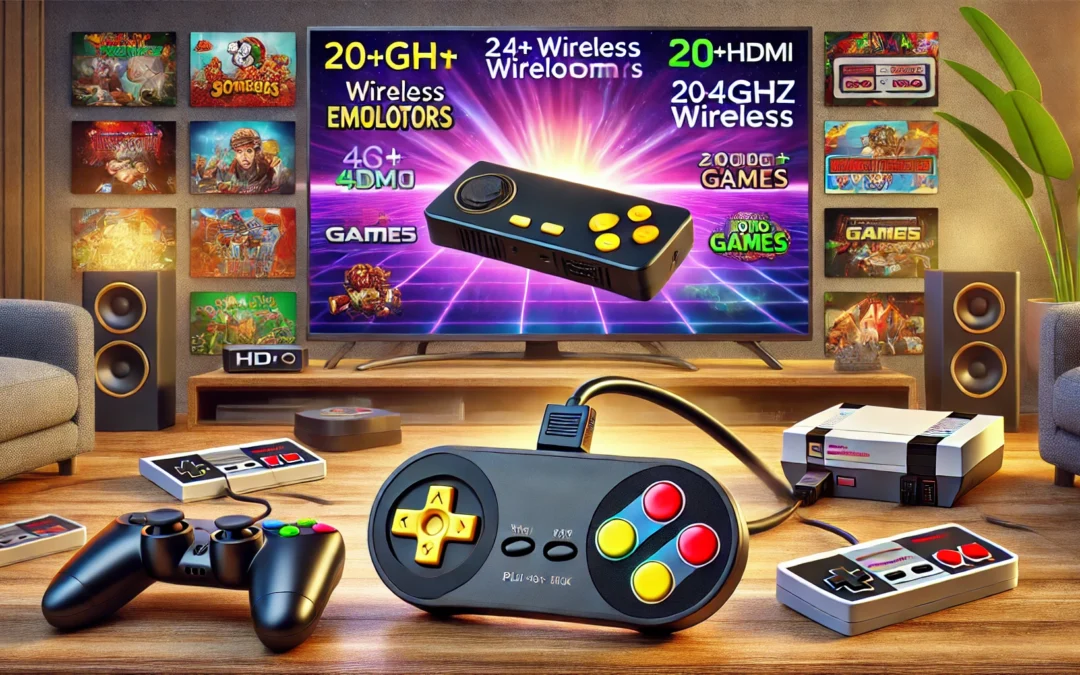 Wireless Retro Game Console Stick 4K，Retro Game Stick with Built-in 20+ Emulators, 20,000+ Games, 4k Hdmi Output & 2.4GHz Wireless Controller, Retro Game Emulators, Plug & Play TV Video Games(64G)
