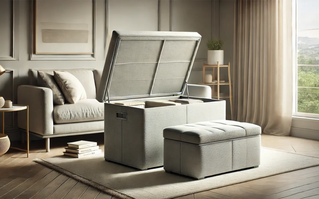 SONGMICS 30 Inches Folding Storage Ottoman Bench, Storage Chest, Foot Rest Stool, Light Gray ULSF47G