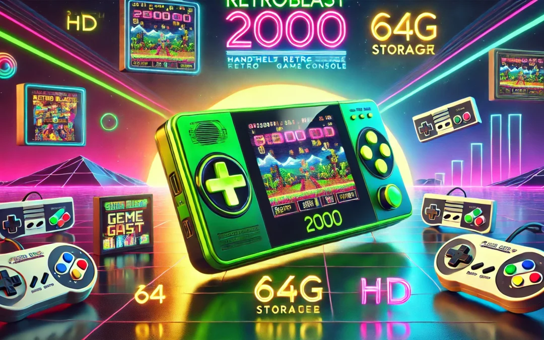 Retroblast Console,Keyboy Game Console,Retroblast 20000 Console,3.5in Hd Handheld Game Console,Key Boy Console,Handheld Retro Game Console,Retro Game Console (Green,64g)