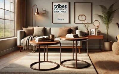 Tribesigns C-Shaped End Table Set, Wooden Round End/Side Table, Couch Side Table, Mid-Century End Table, Small Side Table, Boho Side Table for Living Room, Brown