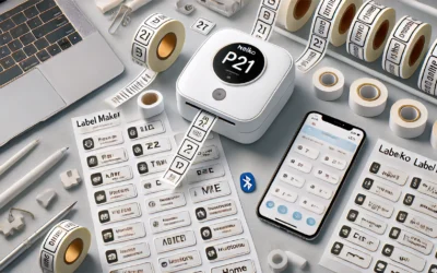 Nelko Label Maker Machine with Tape, P21 Bluetooth Label Printer, Wireless Mini Label Makers with Multiple Templates for Organizing Office Home, White