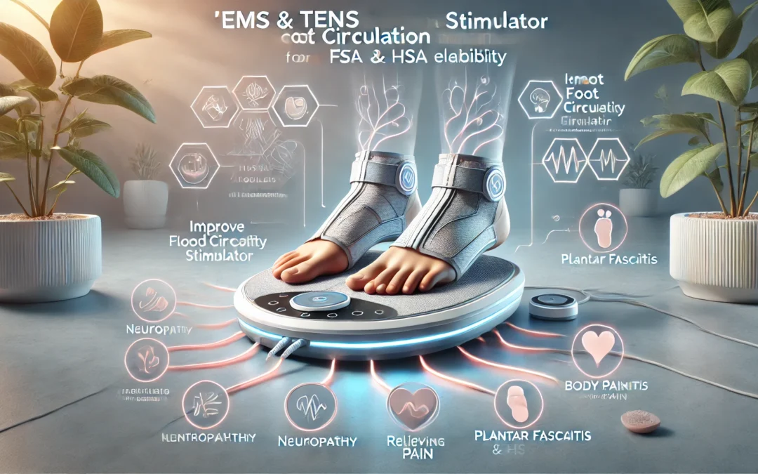 EMS & TENS Foot Circulation Stimulator, Improves Foot Blood Circulation, EMS Foot Massager for Neuropathy, Relieves Body Pains & Plantar Fasciitis, FSA & HSA Eligible TENS Unit for Feet Therapy