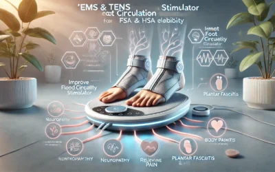 EMS & TENS Foot Circulation Stimulator, Improves Foot Blood Circulation, EMS Foot Massager for Neuropathy, Relieves Body Pains & Plantar Fasciitis, FSA & HSA Eligible TENS Unit for Feet Therapy