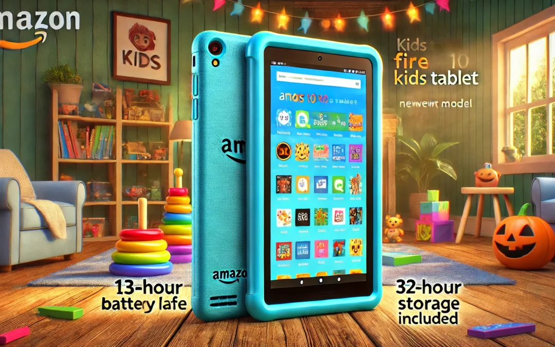 Amazon Fire 10 Kids tablet (newest model) ages 3-7 | Bright 10.1″ HD screen with ad-free content and parental controls included, 13-hr battery, 32 GB, Blue