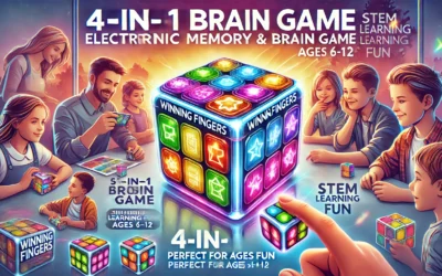 Winning Fingers Flashing Cube Electronic Memory and Brain Game – 4-in-1 Handheld Stem Toys for Kids – Cool Gadgets, Games for Boys and Girls – Fun Family Game for Kids Ages 6-12 – Educational Gift Toy