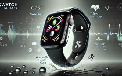 Apple Watch Series 10 [GPS 46mm case] Smartwatch with Jet Black Aluminium Case with Black Sport Band – M/L. Fitness Tracker, ECG App, Always-On Retina Display, Water Resistant