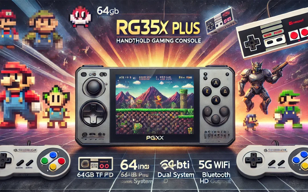 RG35XX Plus Retro Handheld Game Console Upgraded Versio RG35XXPlus with 64 TF Card 3.5 inch IPS Screen 64-bit Dual System Linux+Garlic Classic Emulator Retro Gaming Console 5G WiFi Bluetooth HD TV Output(Gray)