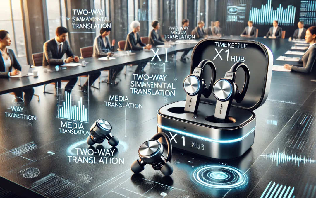 Timekettle X1 AI Interpreter Hub, Standalone Entity, Two Way Simultaneous Translator Earbuds, Translator Device Upgraded with Media Translation, Nature Human-Like Voice for Multilingual Meeting