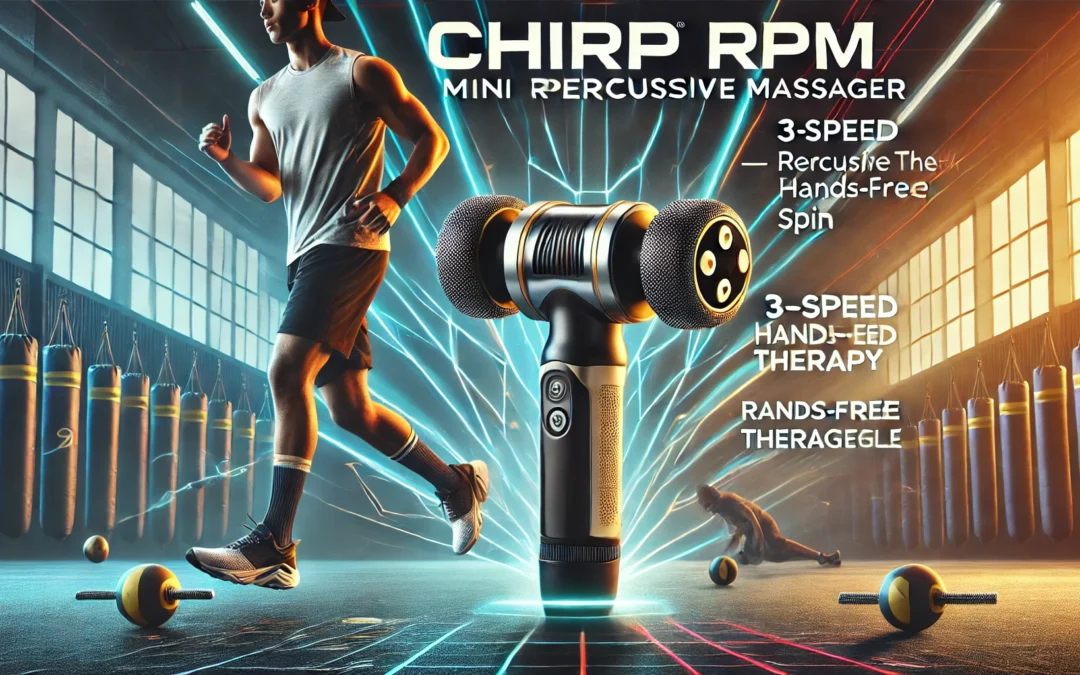 Chirp RPM Mini – Rolling Percussive Massager, Percussive Therapy, Whole Body Relief, Deep Tissue and Muscle Recovery, Percussion Massage, Rechargeable, Hands-Free Base, Powerful, 3-Speed Spin