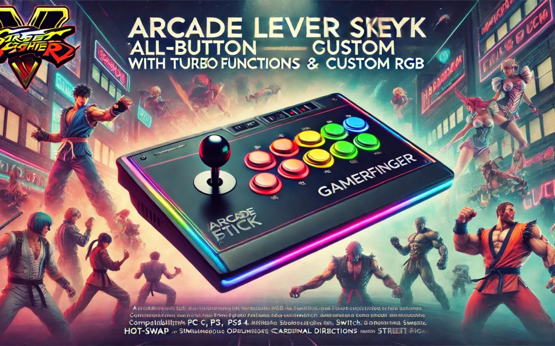 Arcade Stick 16Keys All-Button Gamerfinger with Turbo Functions & Custom RGB,Arcade leverless Controller Street Fight for PC/Ps3/Ps4/Switch/Steam Game Keyboard-Supports Hot Swap & SOCD