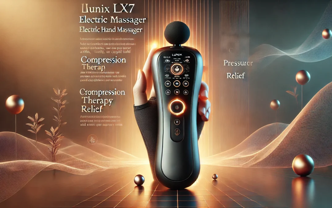 Lunix LX7 Touchscreen Electric Hand Massager with Compression, Pressure Point Therapy for Arthritis, Pain Relief and Carpal Tunnel, Shiatsu Massage Machine with Heat, with Hand Warmer, Black