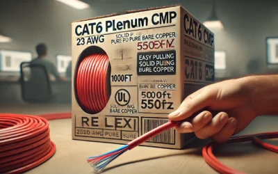 CAT6 Plenum (CMP), Ethernet Cable 1000ft, Unshielded Twisted Pair (UTP) 23AWG, Solid Pure Bare Copper, 550MHz, UL Certified, Easy to Pull (Reelex II) Box, Bulk Networking Cable – RED