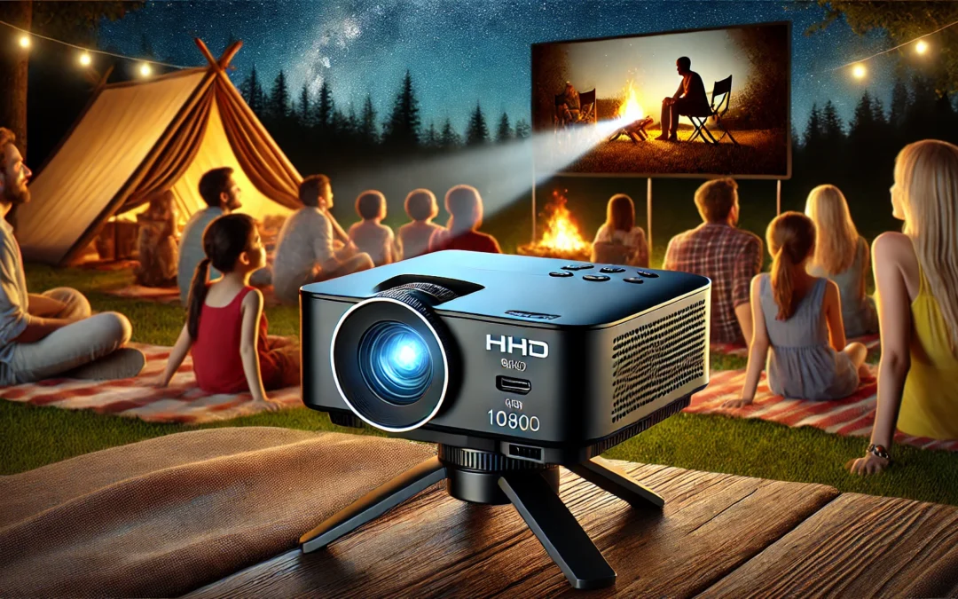 Mini Projector, VISSPL Full HD 1080P Video Projector, Portable Outdoor Projector with Tripod, Kids Gift, Home Theater Movie Phone Projector Compatible with Android/iOS/Windows/TV Stick/HDMI/USB