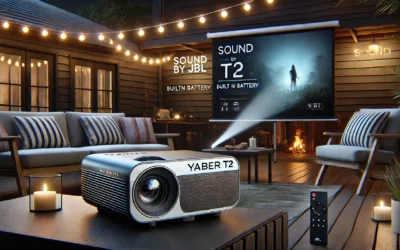 [Sound by JBL & Built-in Battery] Yaber T2 Outdoor Projector with WiFi 6 and Bluetooth, Native 1080P Smart Movie Portable Projector for Inside and Outside, Compatible with TV Dongle (Not included)