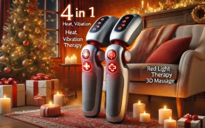 Knee Massager 4 in 1, Cordless Knee Massager with Heat, Vibration, Red Light and 3D Massage, Portable Pain Relief Massager, Rechargeable, Christmas Gifts for Friends, Family