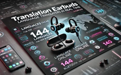 Translation Earbuds,Language Translator Earbuds Real Time with 144 Languages Online,Translator Device with Bluetooth and APP for iOS &Android, Perfect for Travel Business Learning(Black)