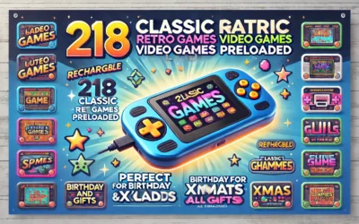 Handheld Games for Kids Adults 3.0” Large Screen Preloaded 218 Classic Retro Video Games Seniors Rechargeable Electronic Game Player Birthday Xmas Present (Blue)