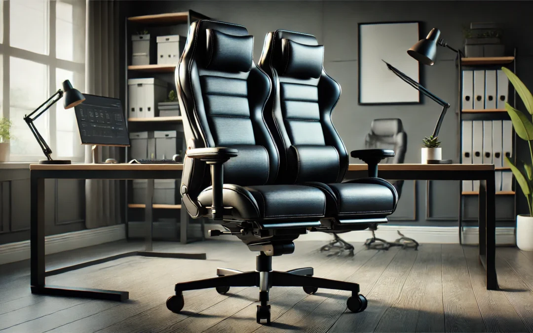 Duorest [Dual-Backrests Leather Office Chair – Ergonomic Office Chair, Executive Office Chair, Office Chair Back Support, Gaming Chair, Home Office Desk Chairs (Black Leather)
