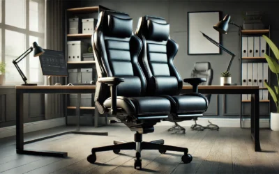 Duorest [Dual-Backrests Leather Office Chair – Ergonomic Office Chair, Executive Office Chair, Office Chair Back Support, Gaming Chair, Home Office Desk Chairs (Black Leather)