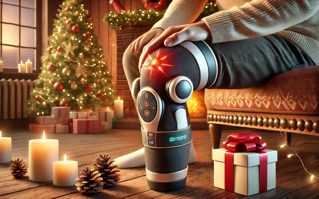 Knee Massager 4 in 1, Cordless Knee Massager with Heat, Vibration, Red Light and 3D Massage, Portable Pain Relief Massager, Rechargeable, Christmas Gifts for Friends, Family